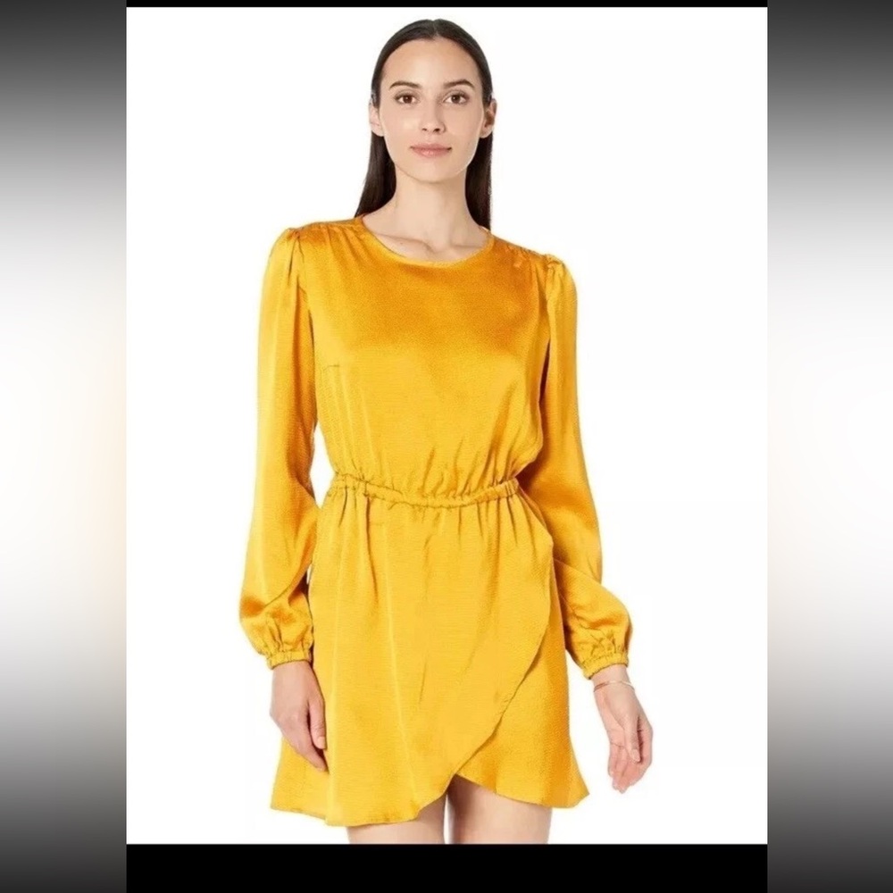 MICHAEL Michael Kors Women's Long-Sleeve Satin Flounce Dress (XL, Marigold)